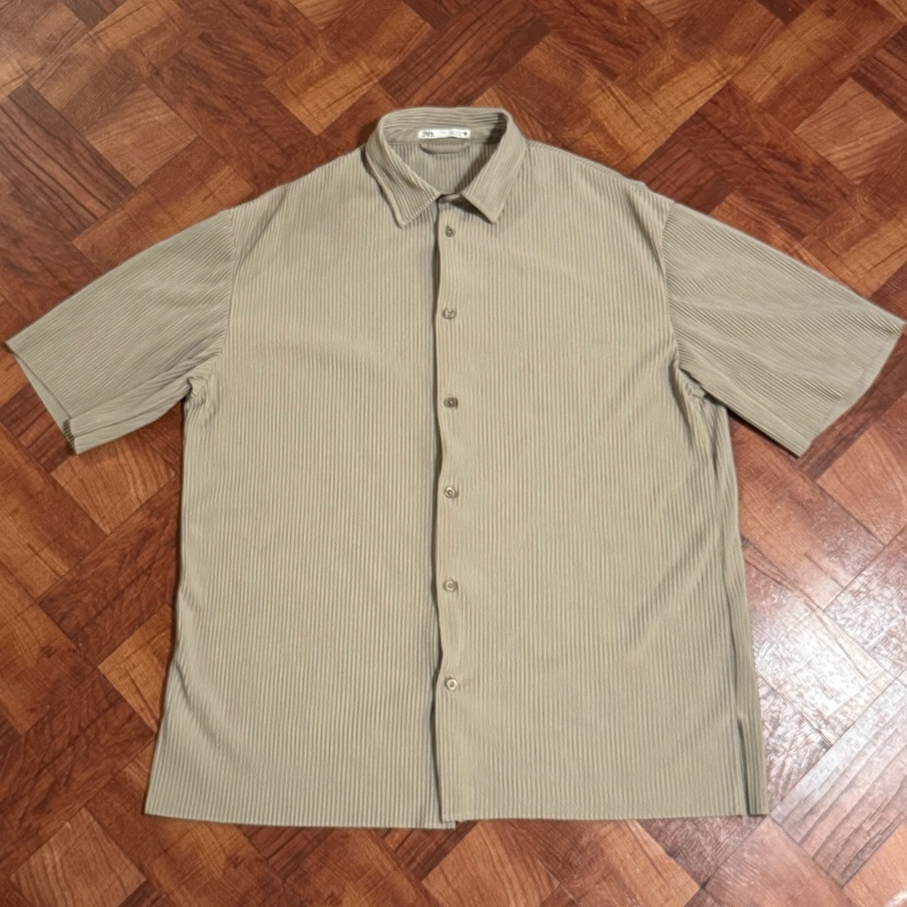 Zara Beige Striped Men's Shirt